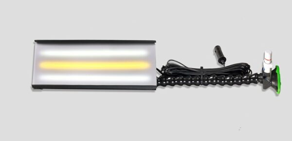 12" Ultra mobile mini - Aluminum 3 strip-LED light, 12volt, Loc -line w/3' suction cup, WHITE lens co
