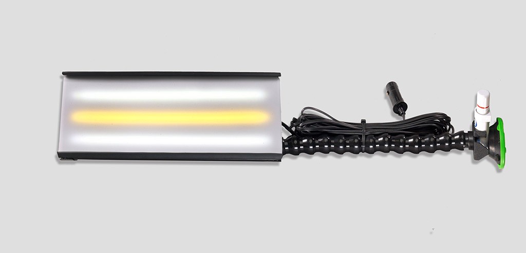 12" Ultra mobile mini - Aluminum 3 strip-LED light, 12volt, Loc -line w/3' suction cup, WHITE lens co