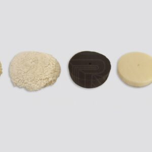 5 Piece Polishing Pad Set. 3-1/2" arbor-backing, fine, course, & Wool Pads