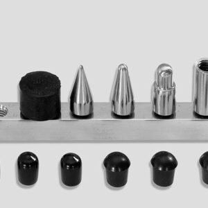 7/16' 6-pc screw-on tip set: 1' & 2' extensions, 1' softtip, 1' me dium tip, 1' pencil point, 3/4' ru
