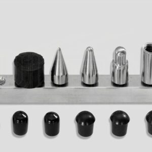 7/16' 6-pc screw-on tip set: 1' & 2' extensions, 1' softtip, 1' medium tip, 1' pencil point, 3/4' rubber tip
