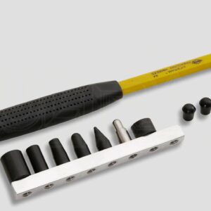Balanced body hammer with 9 plastic screw-on attachments, A44TH